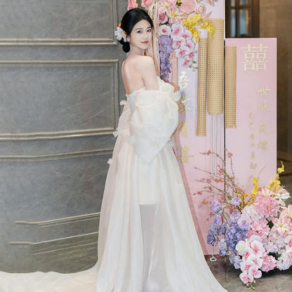 Wedding Plain Off-Shoulder A-Line Gown