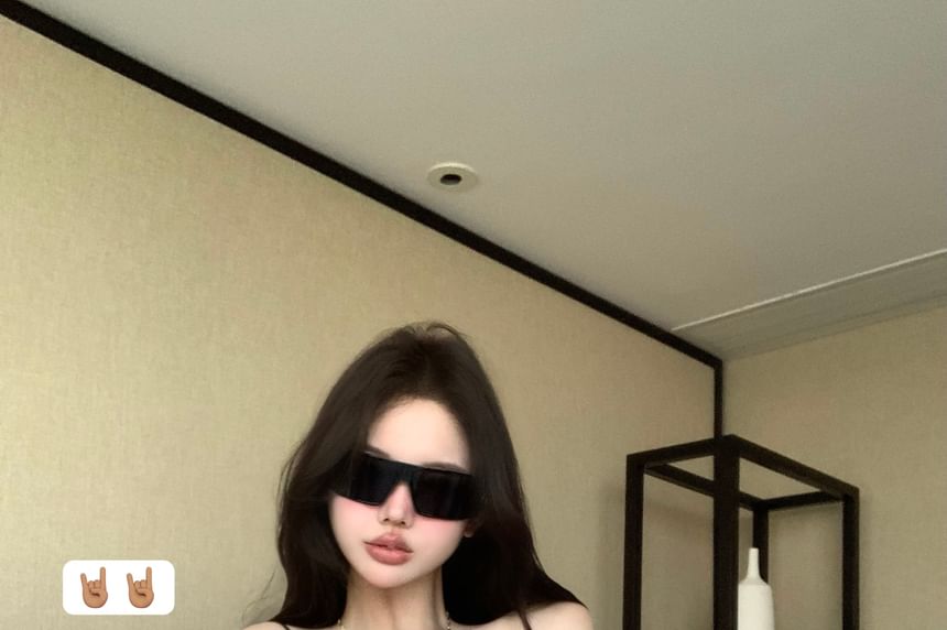 Spaghetti Strap V-Neck Lace Panel Bow Accent Bodysuit Top