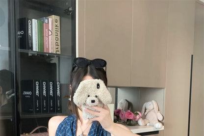 Halter Cowl Neck Plaid Panel Open Back Crop Top