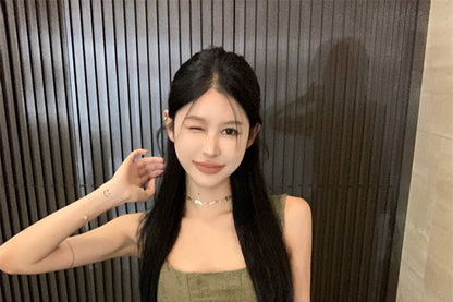 Scoop Neck Jacquard Asymmetrical Frayed Peplum Tank Top