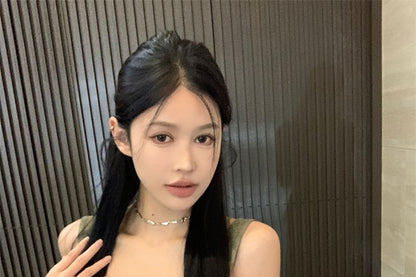 Scoop Neck Jacquard Asymmetrical Frayed Peplum Tank Top