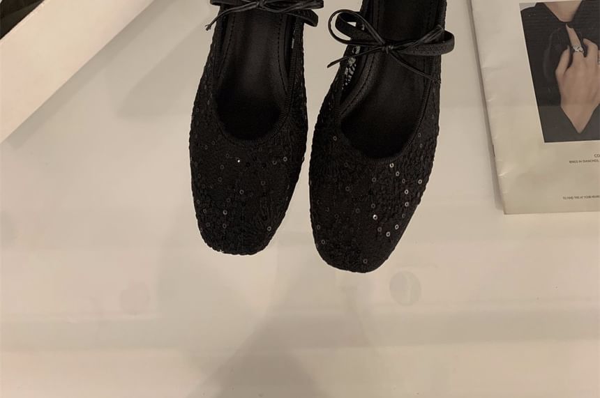 Bow Mesh Flat Mary Jane Shoes