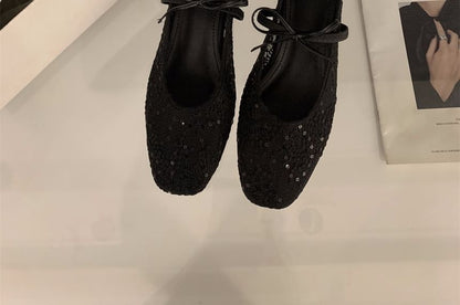 Bow Mesh Flat Mary Jane Shoes