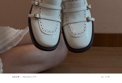 Buckled Faux Leather Chunky Heel Loafers