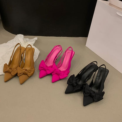 Bow Stiletto Heel Slingback Pumps
