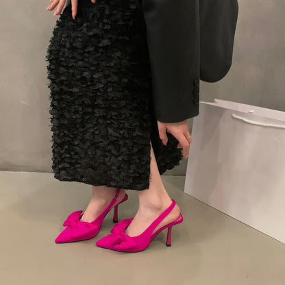 Bow Stiletto Heel Slingback Pumps