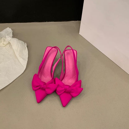 Bow Stiletto Heel Slingback Pumps