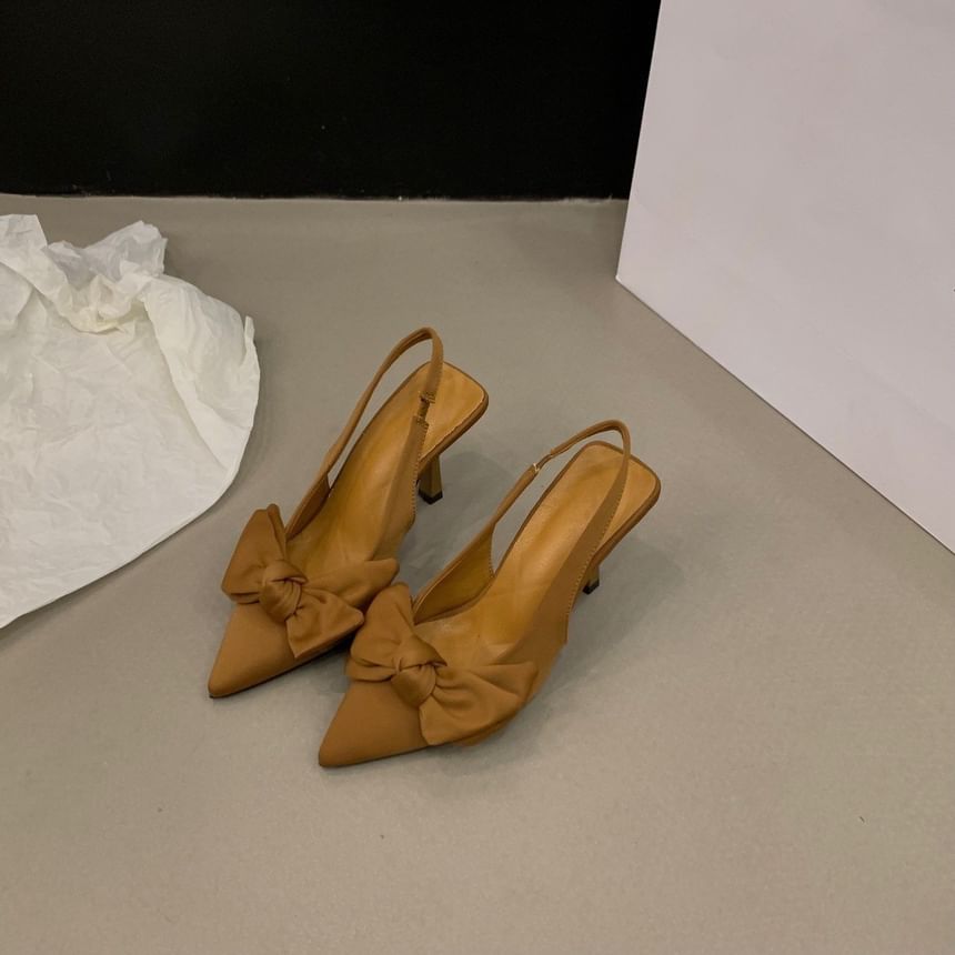 Bow Stiletto Heel Slingback Pumps