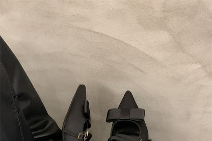 Pointed Mary Heel Toe Mules Bow Chunky Jane