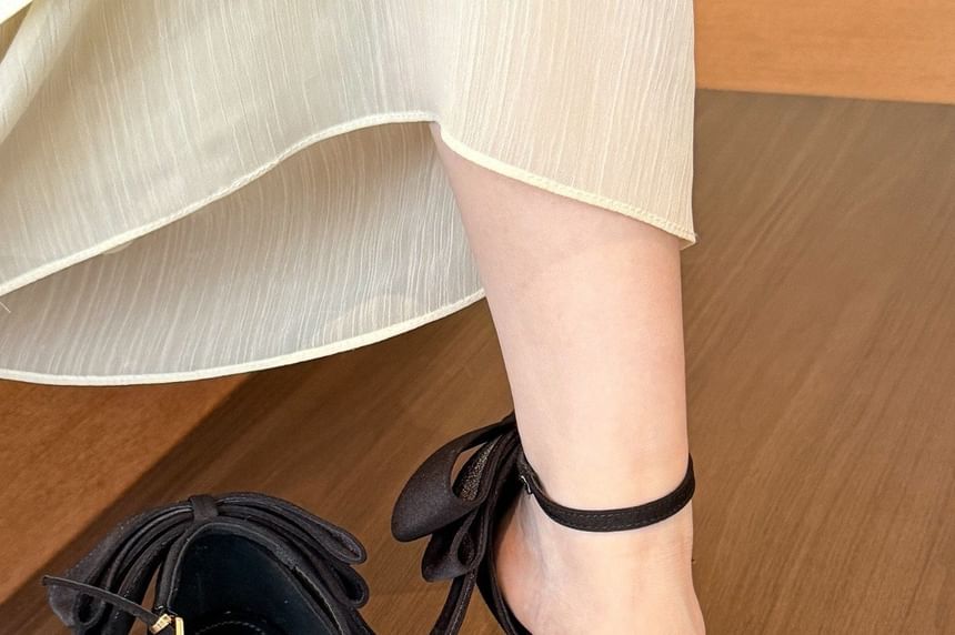 Ankle Strap Bow Stiletto Heel Pumps