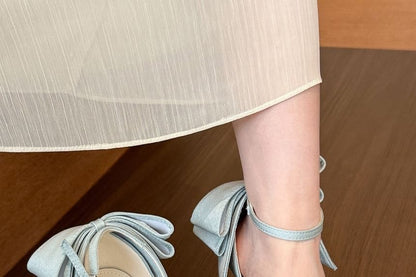 Ankle Strap Bow Stiletto Heel Pumps