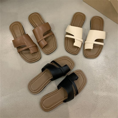 Toe Loop Flat Slide Sandals