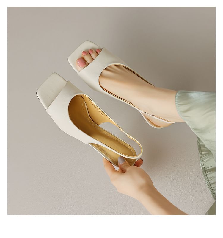 Peep Toe Kitten Heel Slingback Sandals