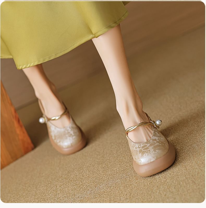 Floral Platform Chunky Heel Mary Jane Mules