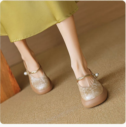 Floral Platform Chunky Heel Mary Jane Mules