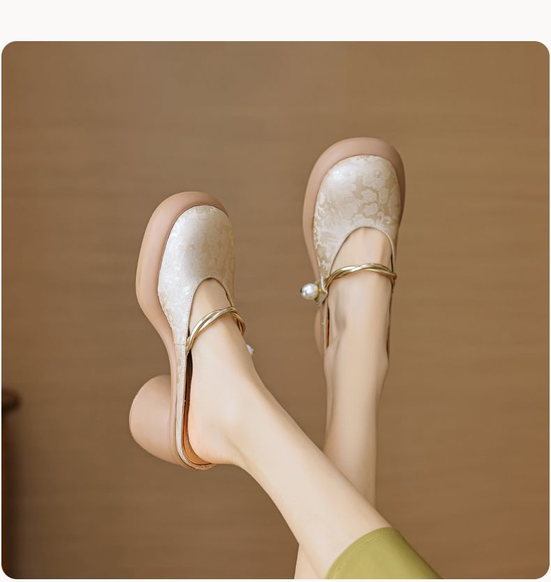 Floral Platform Chunky Heel Mary Jane Mules