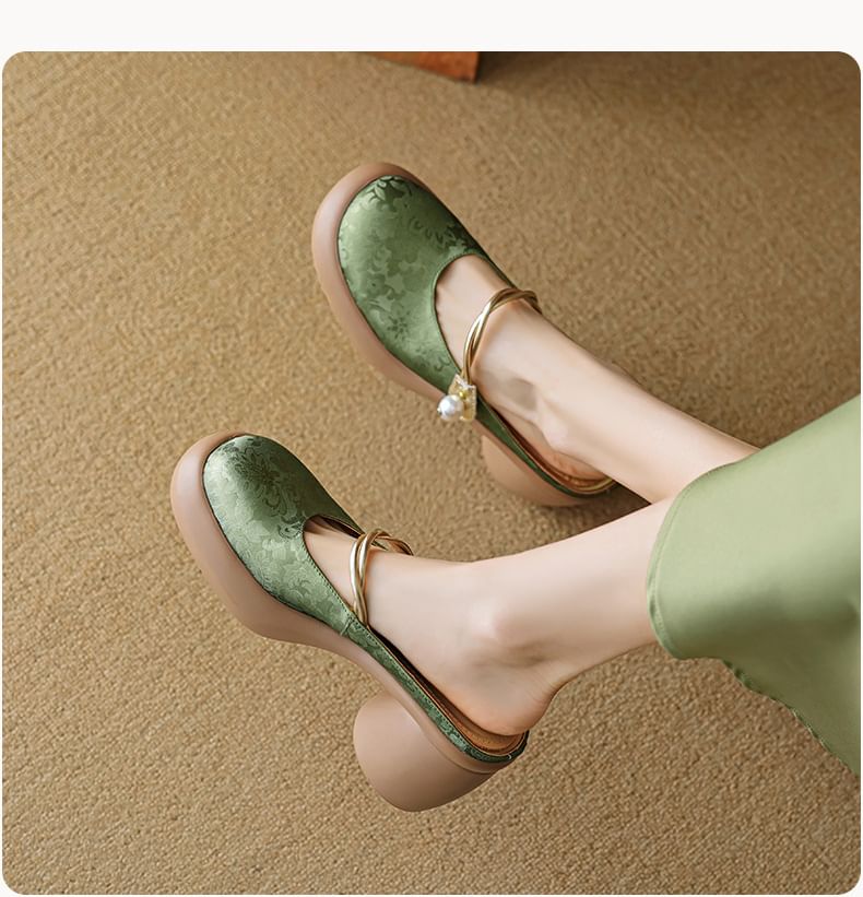 Floral Platform Chunky Heel Mary Jane Mules