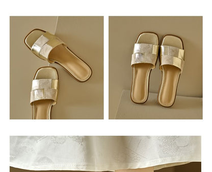 Checkerboard Flat Slide Sandals