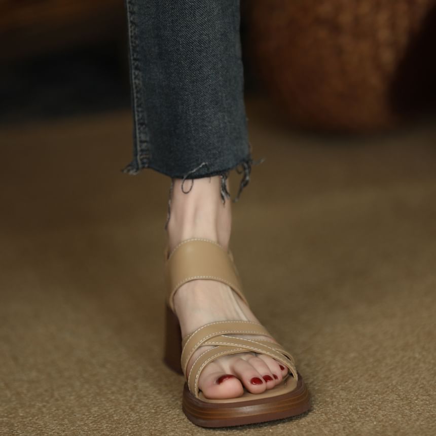 Strappy Chunky Heel Slingback Sandals