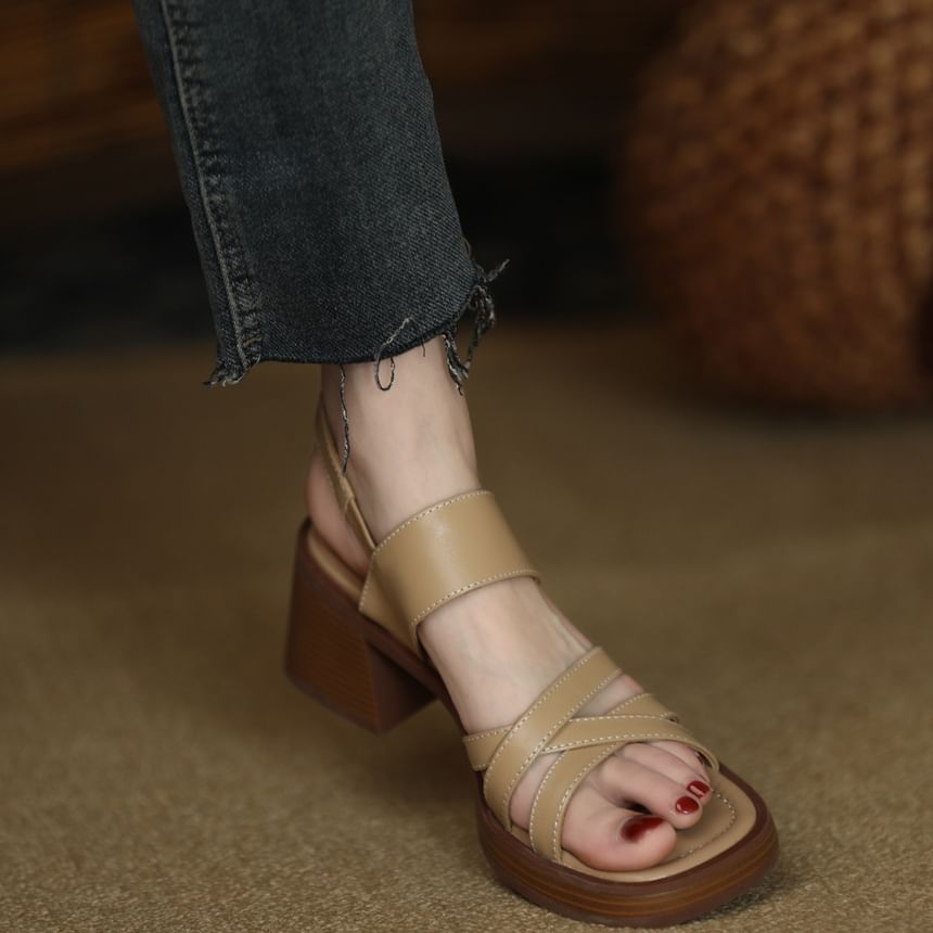 Strappy Chunky Heel Slingback Sandals