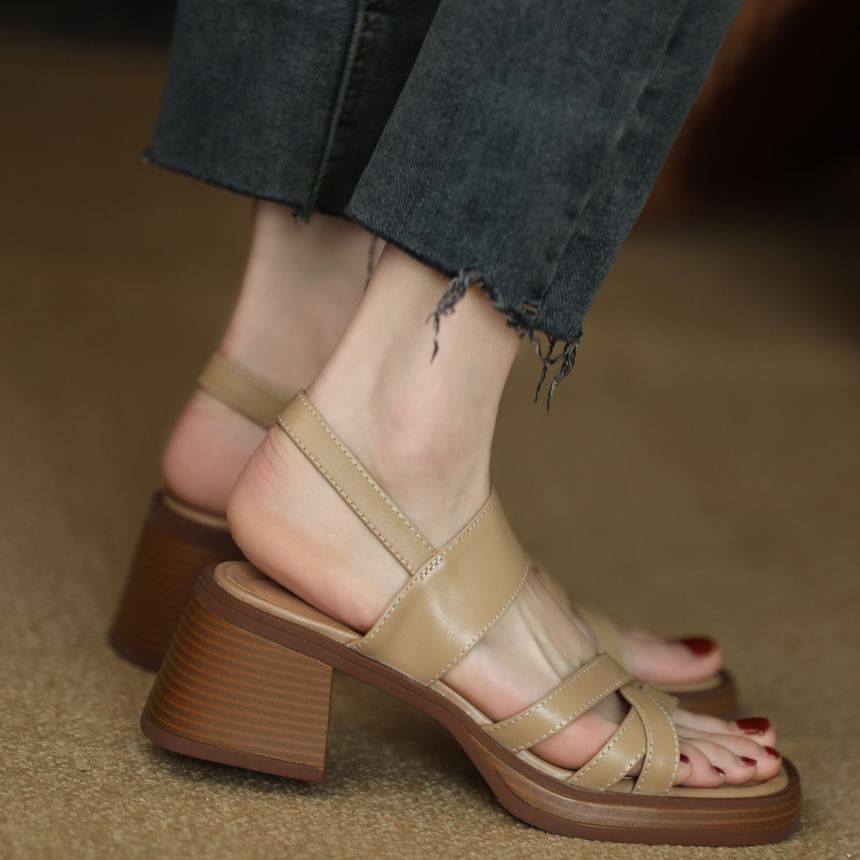 Strappy Chunky Heel Slingback Sandals