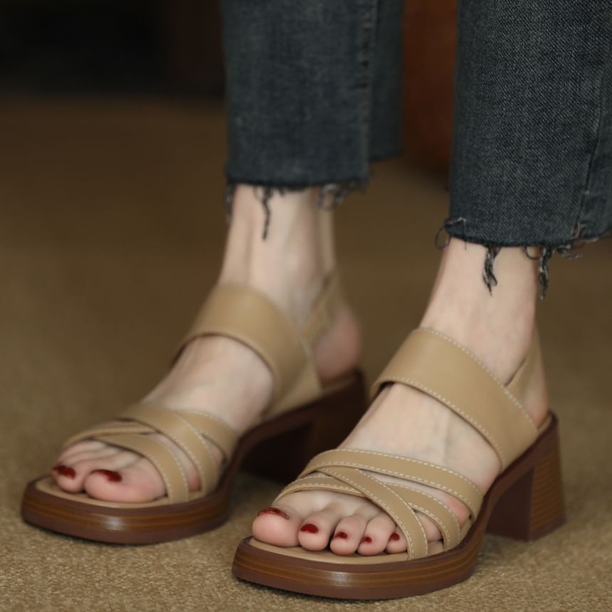 Strappy Chunky Heel Slingback Sandals