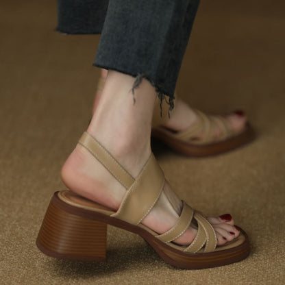 Strappy Chunky Heel Slingback Sandals
