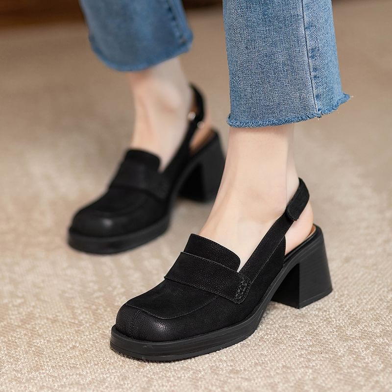 Chunky Heel Slingback Sandals