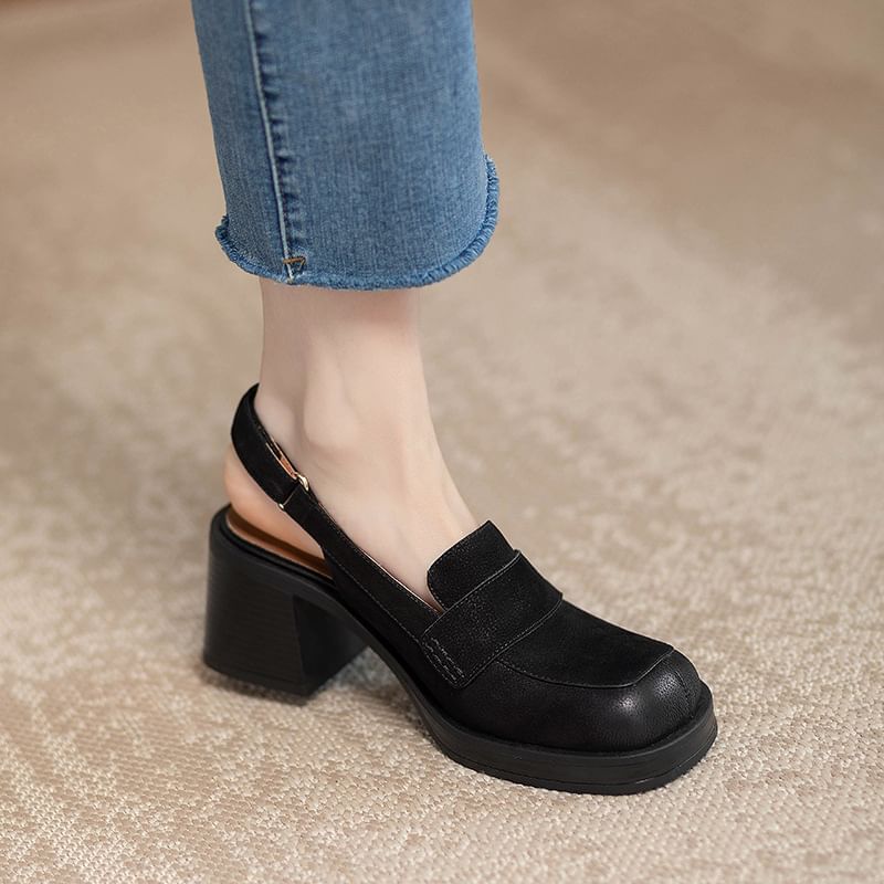 Chunky Heel Slingback Sandals