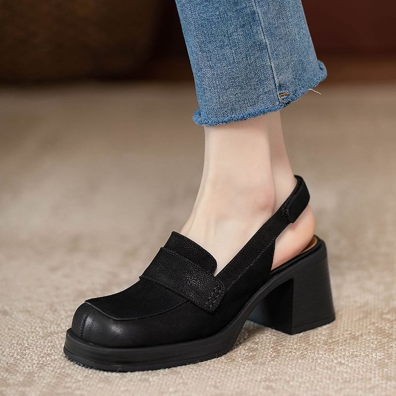 Chunky Heel Slingback Sandals