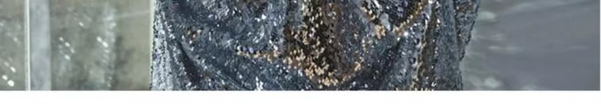 Off-Shoulder Sequined Velvet Panel A-Line Evening Gown