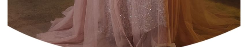 Evening Gown Glitter Wide A-Line Strap Floral