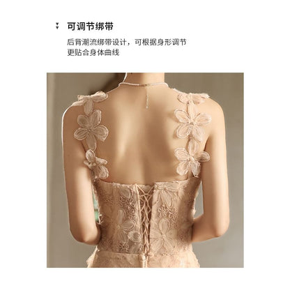 Wide Strap Floral A-Line Evening Gown