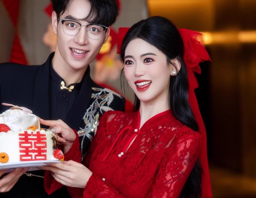 Lace Button-Up Waist Long-Sleeve High Skirt Frog Pencil Top + Set: Buttoned Midi