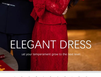 Lace Button-Up Waist Long-Sleeve High Skirt Frog Pencil Top + Set: Buttoned Midi