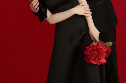 Off-Shoulder Puff-Sleeve Bow A-Line Evening Gown