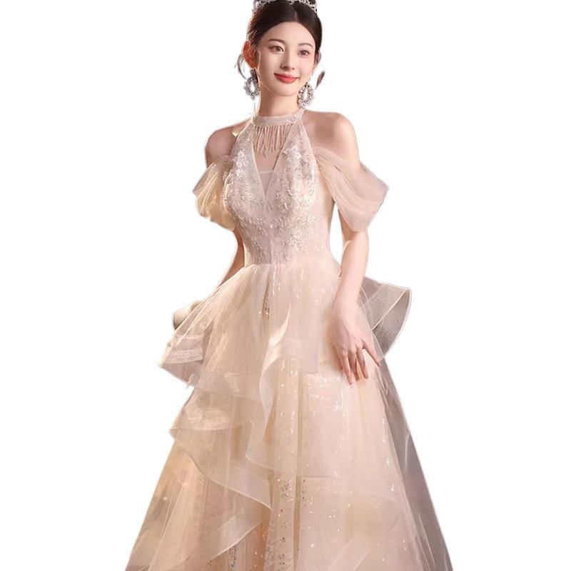 Cold-Shoulder Sequined Ruffled Evening Gown A-Line