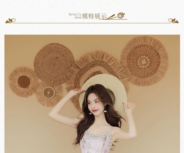 Spaghetti Strap Crew Neck Floral Print Midi A-Line Dress / Plain Cardigan / Set