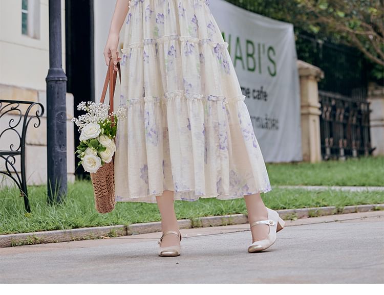 Halter Neck Floral Print Maxi A-Line Dress / Plain Light Jacket / Set