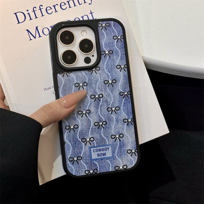 Bow Wavy Denim Phone Case
