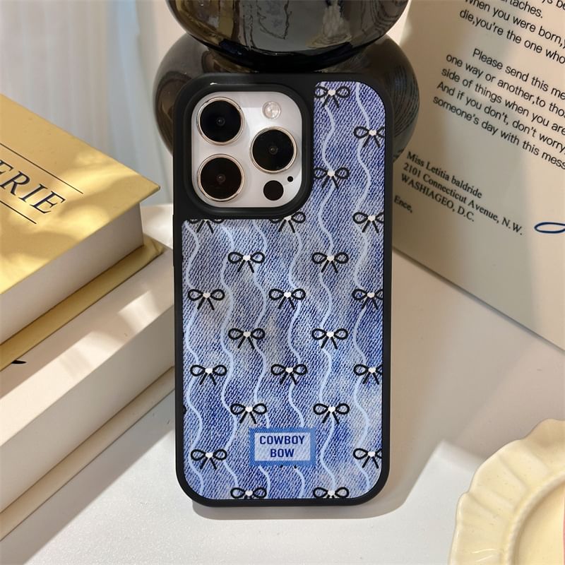Bow Wavy Denim Phone Case