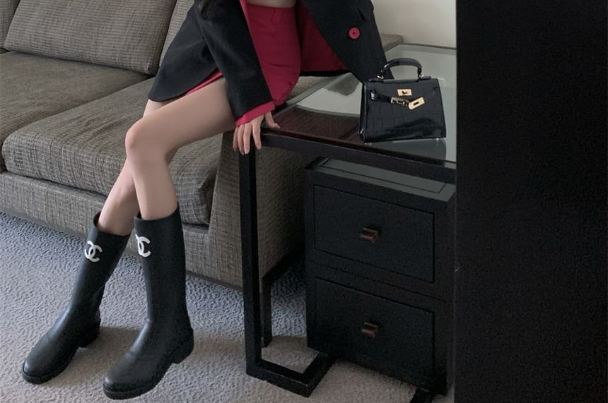 / Notch Mini (Various Plain High Pencil Skirt Blazer Designs) Waist Two-Piece Two Mock Lapel Tone