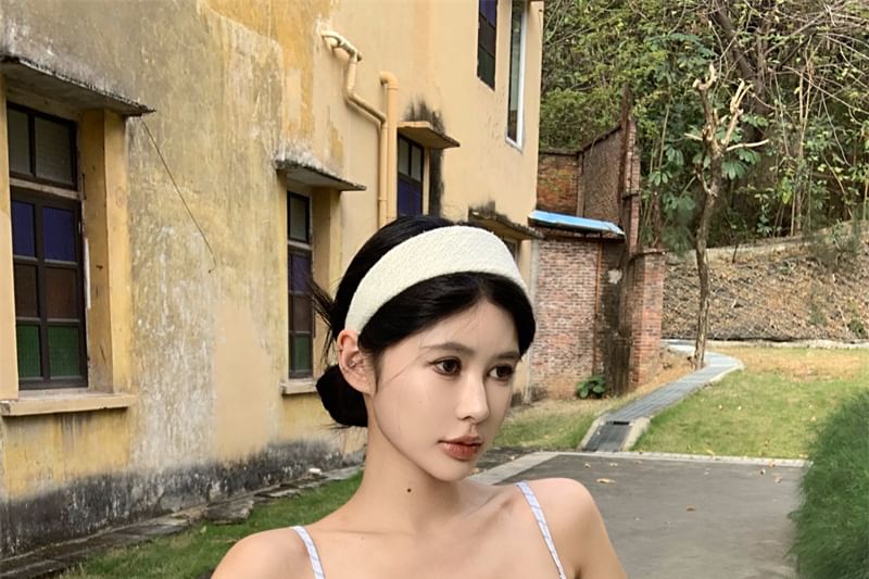 Mock Two-Piece Sweetheart Neckline Striped Cutout Crop Camisole Top / High Waist Maxi A-Line Skirt