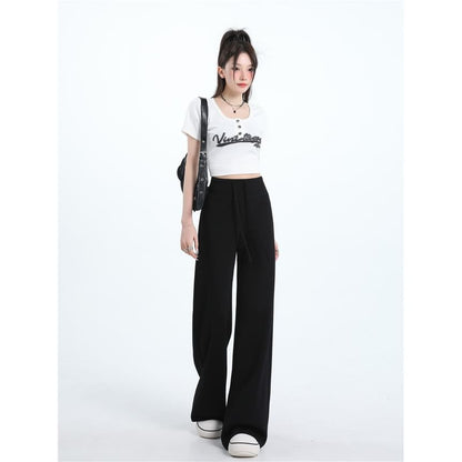 Drawstring Waist Wide Leg Sweatpants (Various Designs)