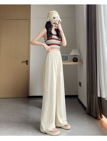 Drawstring Waist Distressed Wide Leg Pants (Various Designs)