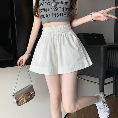 Elastic Waist Plain Shorts