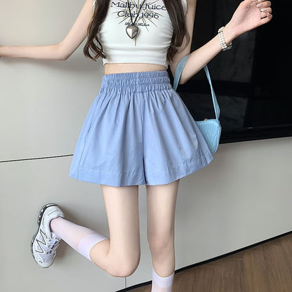 Elastic Waist Plain Shorts
