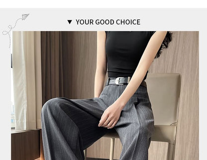 High Rise Pinstriped Wide Leg Dress Pants