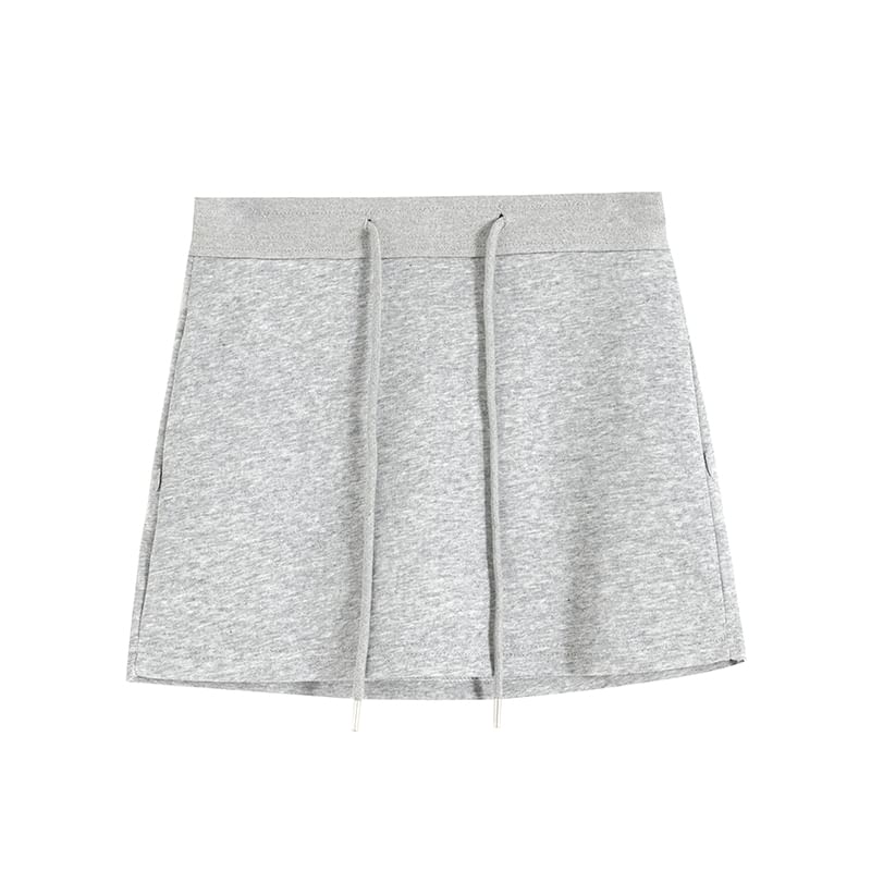 Drawstring Waist Plain Skort