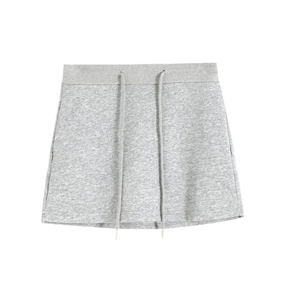 Drawstring Waist Plain Skort